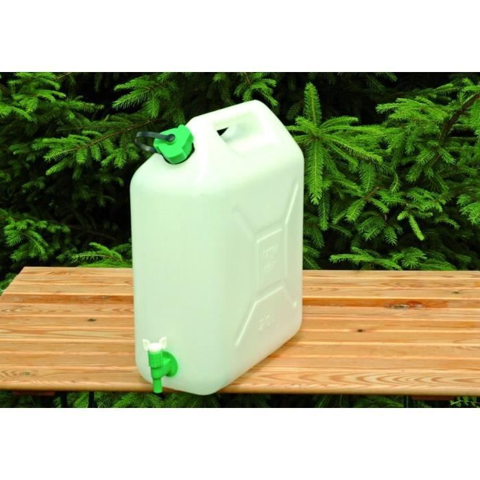 Jerrycan Extra-fort - [marque] - Avec Robinet Eau Propre 5 Litres - Blanc Et Vert - Camping-car