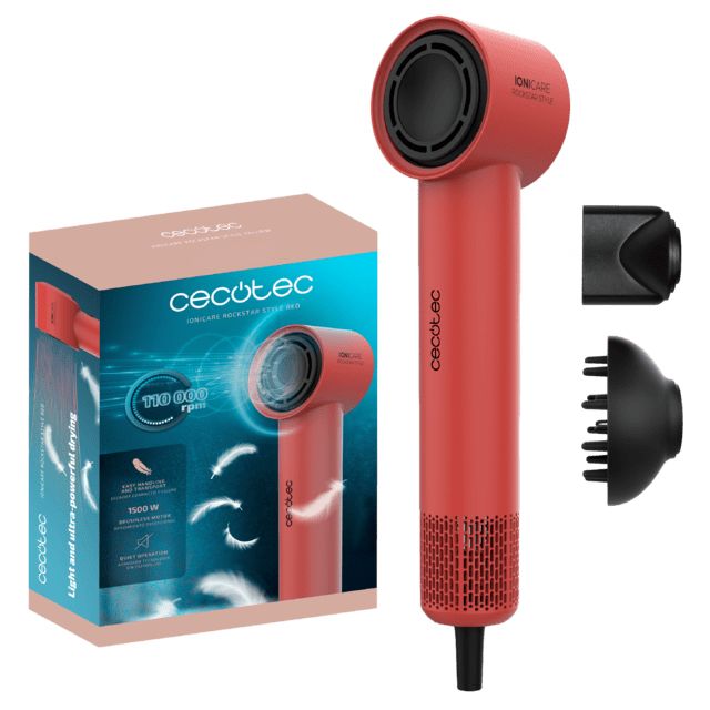 Cecotec Ionicare Rockstar Style Sèche-cheveux 1500 W Noir, Rouge