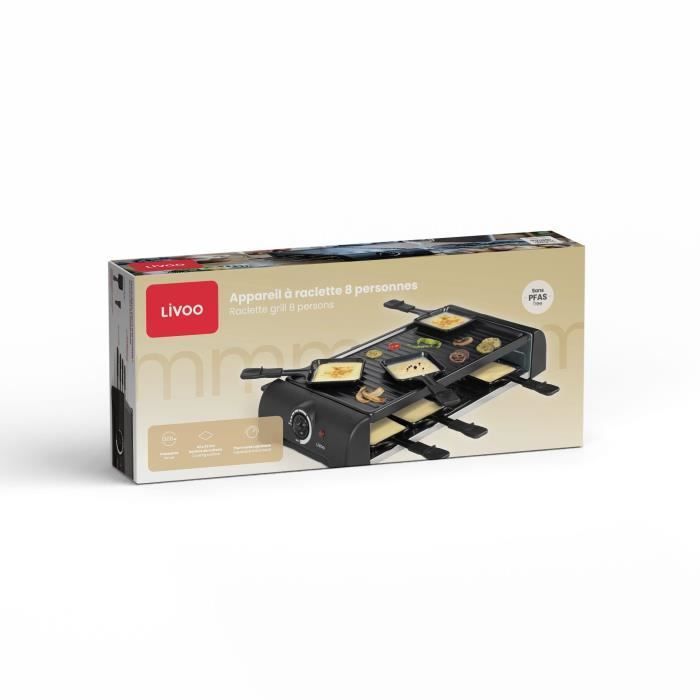 Appareil A Raclette 8 Personnes - Doc312 - 1300w - 8 Personnes - Plateau Grill Amovible Antiadhésif - Thermostat Ajustab
