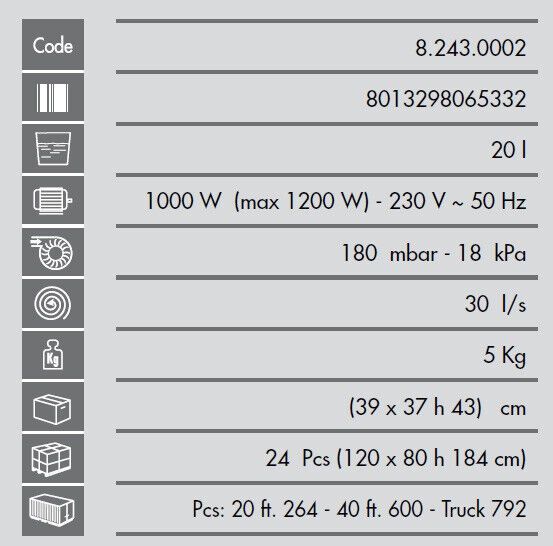 Lavor Vac 20 S 20 L Aspirateur Sans Sac Sec&humide 1200 W