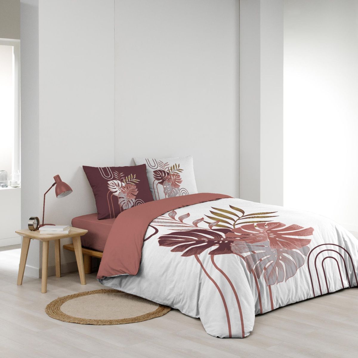 Parure De Lit 3 Pièces "astria" 240x220cm Rose