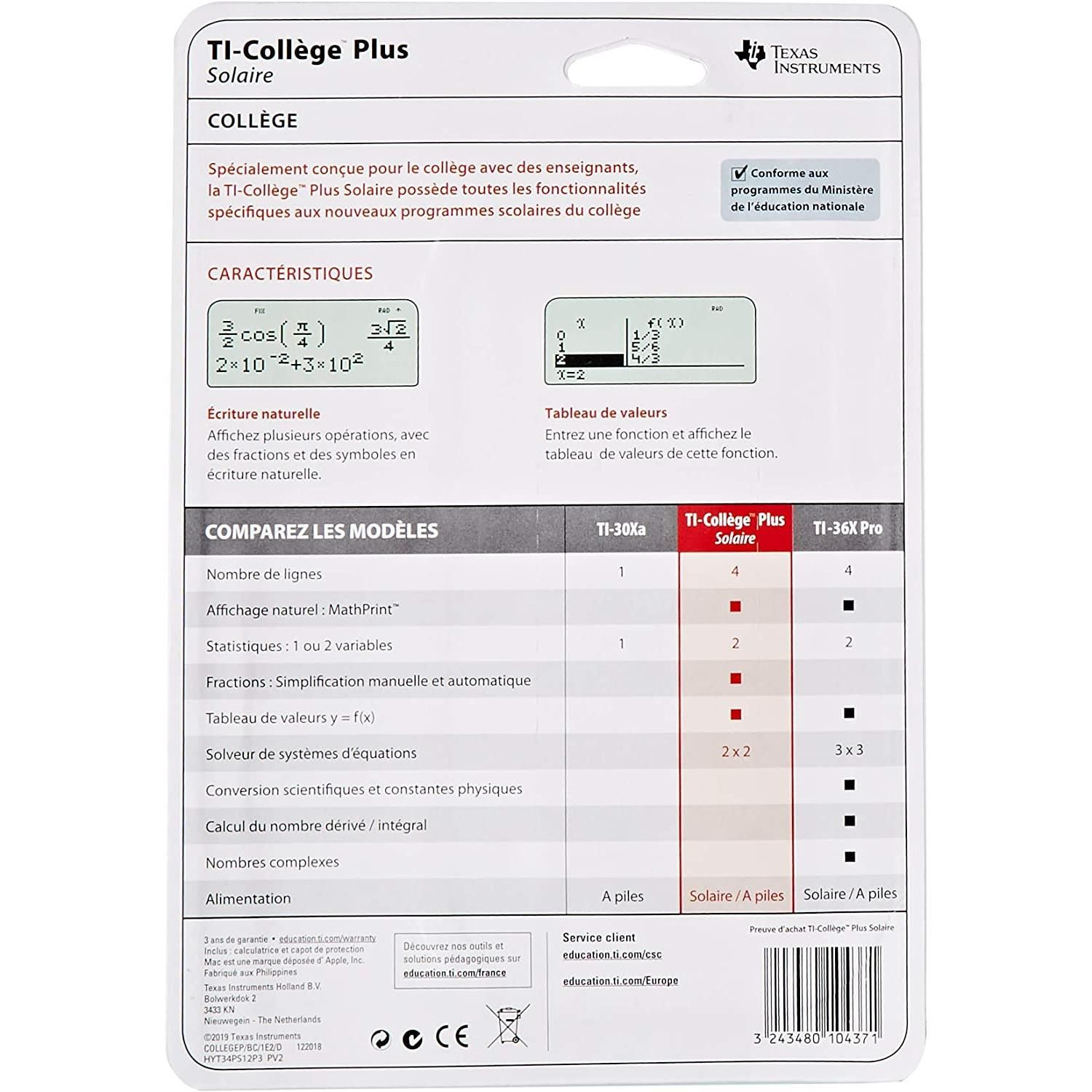 Texas Instruments Calculatrice Ti-collège Plus Solar