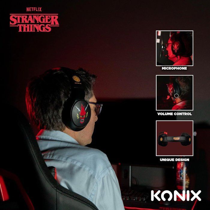 Casque Gaming Circum-aural - Filaire - Stranger Things - Pc, Ps5, Switch 2 Et Xbox - Microphone - Câble 1,5 M