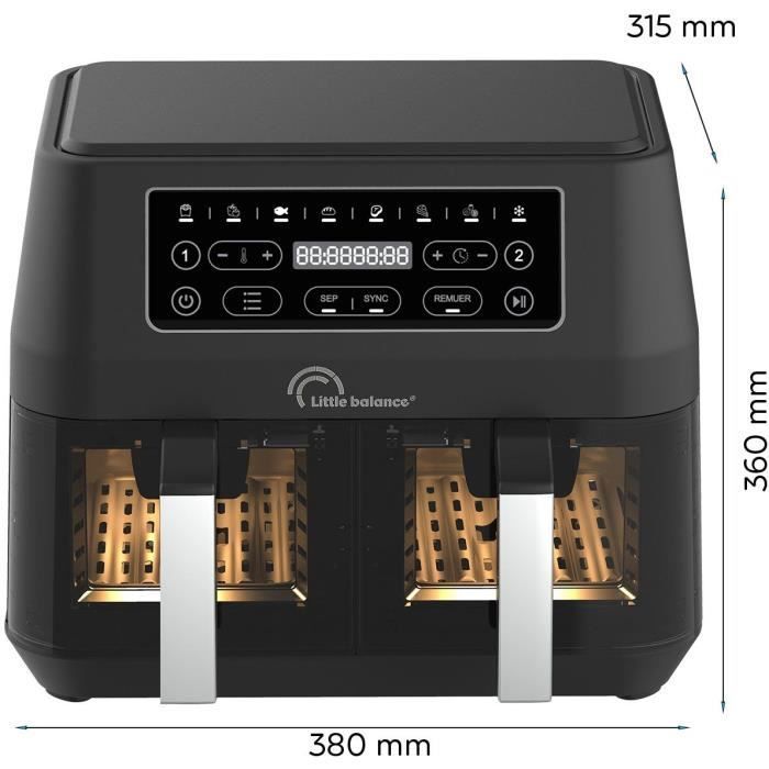 Friteuse Diététique - 8765 - Crousty Light Duo - 9 L - 2460 W - 9 Programmes - Noir