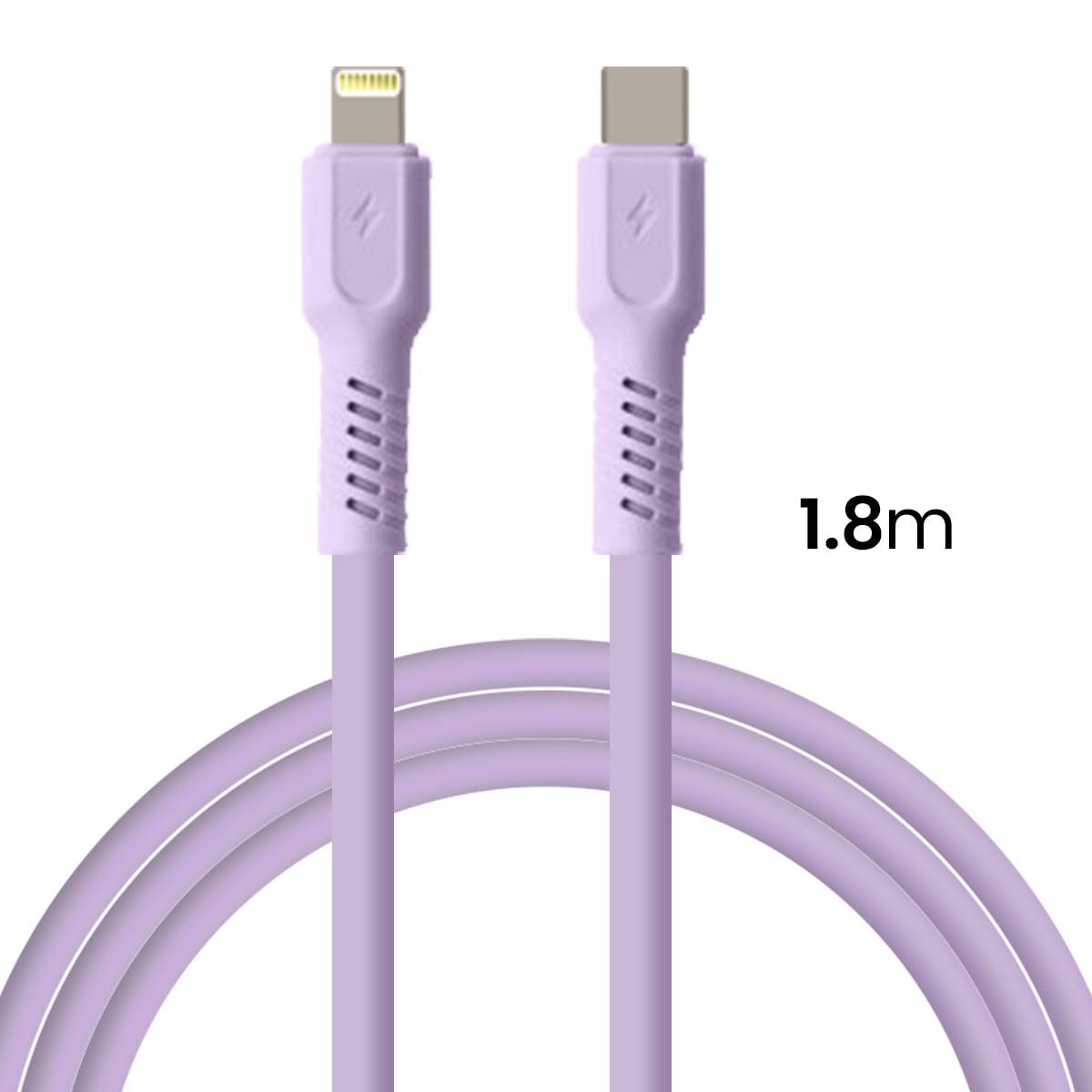 Câble De Charge 2.4a Et Synchro Usb-c Vers Lightning 27w 1,8m Violet Forever