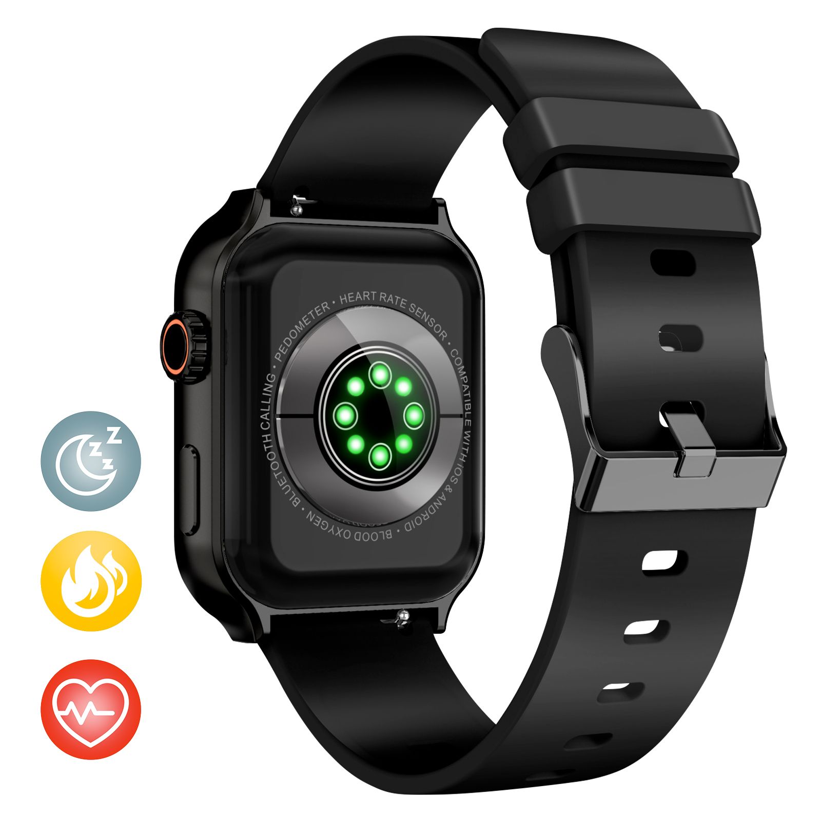 Montre Connectée Bluetooth Suivi Sport Appels Mains Libres Noir Akashi