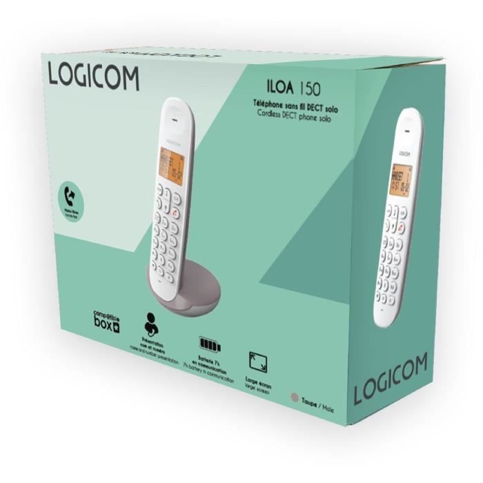 Téléphone Fixe Sans Fil - Dect Iloa 150 Solo - Taupe - Sans Répondeur