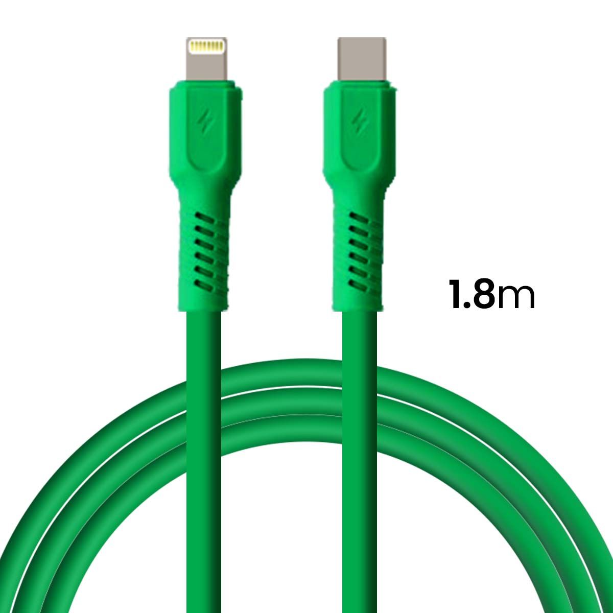Câble De Charge 2.4a Et Synchro Usb-c Vers Lightning 27w 1,8m Vert Forever