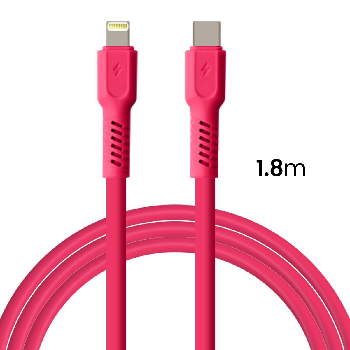 Câble De Charge 2.4a Et Synchro Usb-c Vers Lightning 27w 1,8m Rose Forever