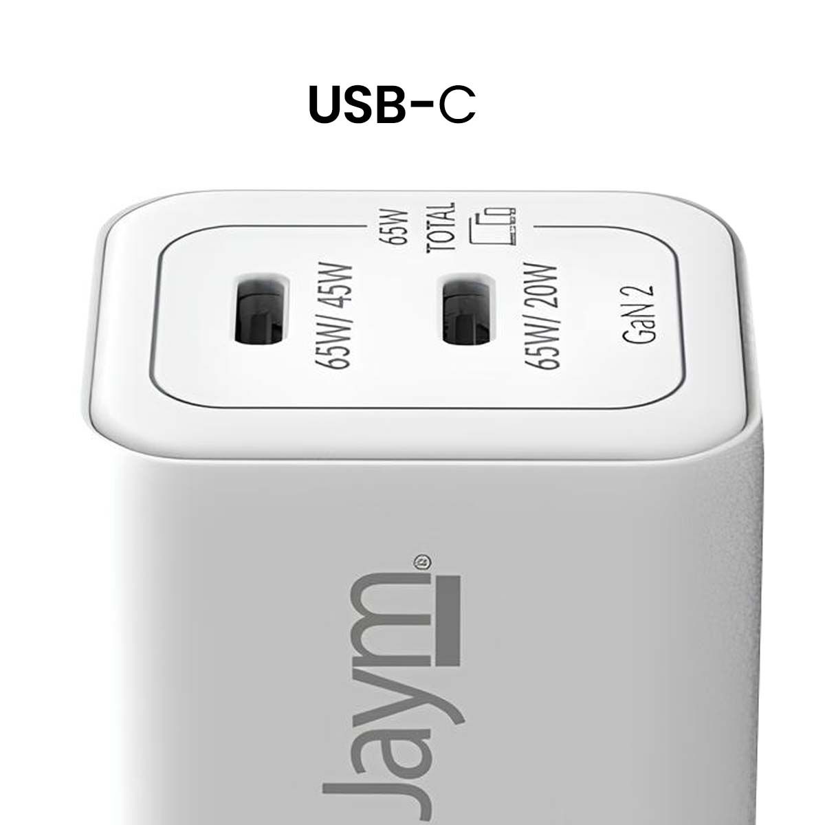 Chargeur Secteur 5a Double Usb-c 65w Pd Pps Gan Rapide Blanc Jaym