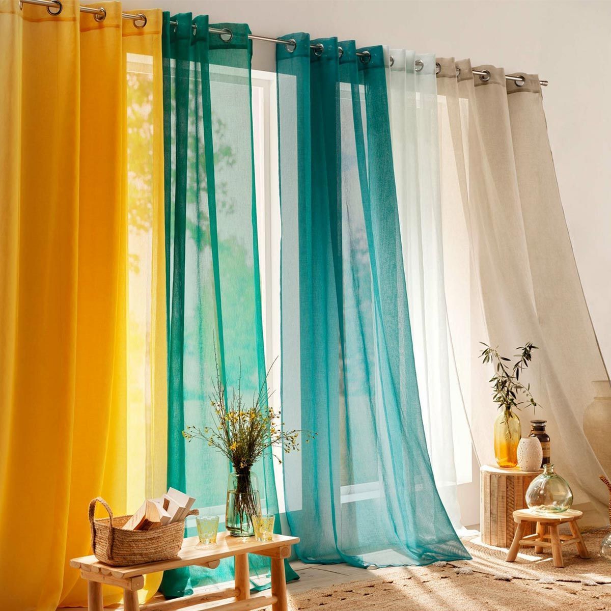 Rideau Voilage À Œillets "sandra" 140x280cm Kaki