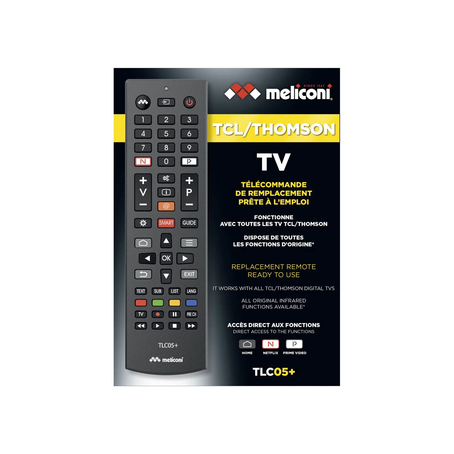Product Image for Télécommande de remplacement  pour TV THOMSON/TCL - TLC05+ - Noir MELICONI