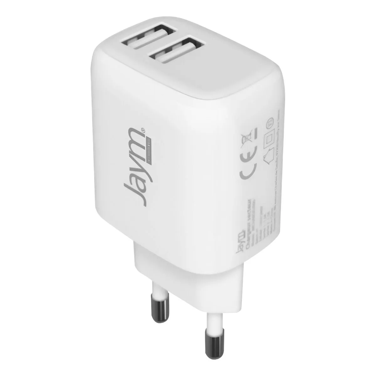 Product Image for Chargeur Secteur Rapide Double Usb-a 12w 2,4a Blanc Jaym