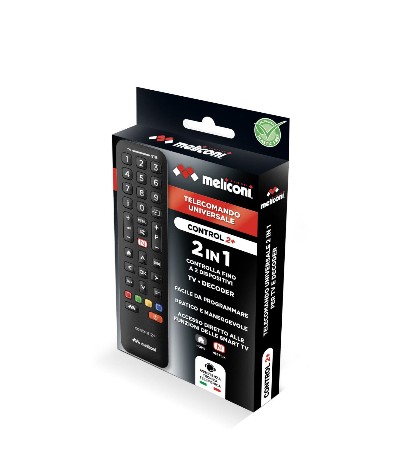 Meliconi Control 2+ Télécommande Ir Wireless Tv, Boitier Décodeur Tv Appuyez Sur Les Boutons