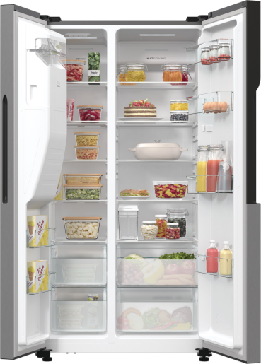 Réfrigérateur américain – 566 L – Inox – NoFrost – Distributeur eau & glaçons