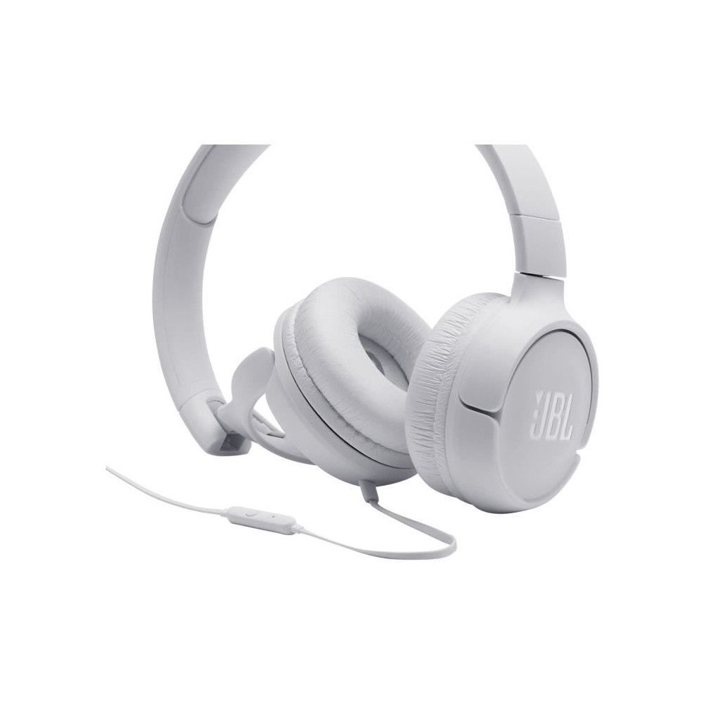 Casque Filaire Jbl Tune 500 - Son Pure Bass - Conception Légere Et Et Pliable - Blanc