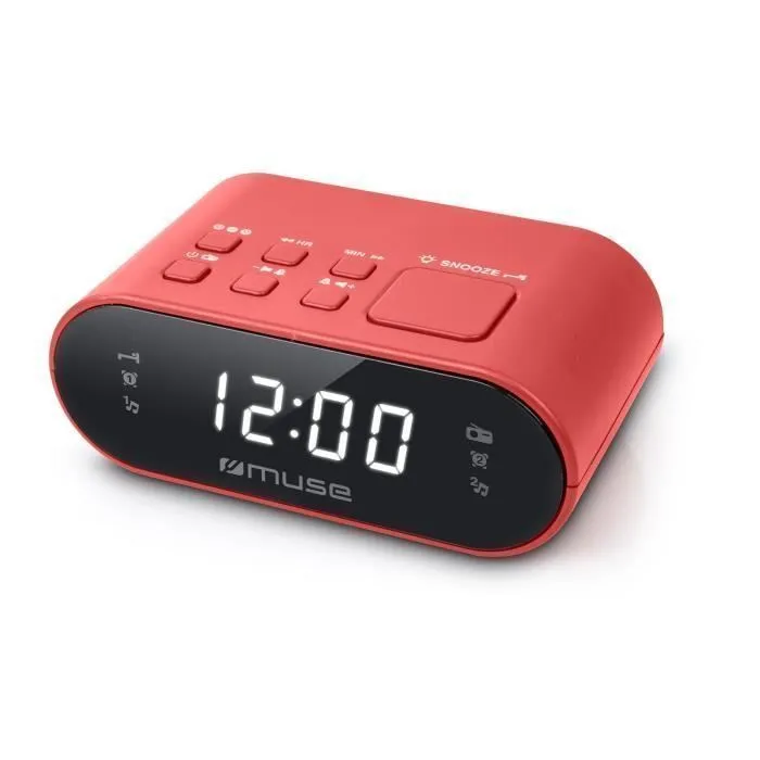 Product Image for Muse M-10 Red Radio Reveil - Horloge 24h - 20 Stations - Rouge
