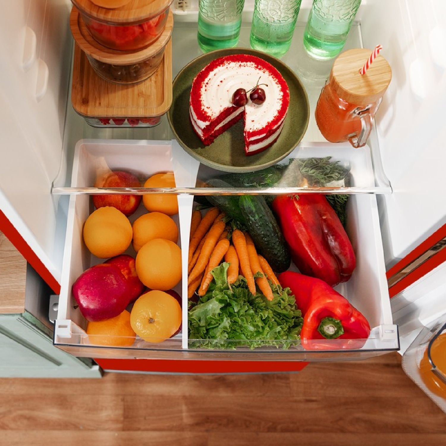 Cecotec Réfrigérateur Bolero Coolmarket Combi Origin 300 Rouge E