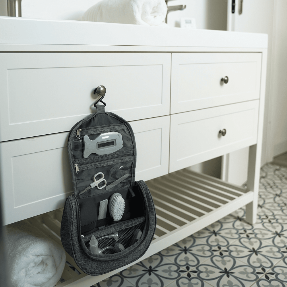 Trousse De Toilette - Avec Accessoires - Gris Chiné