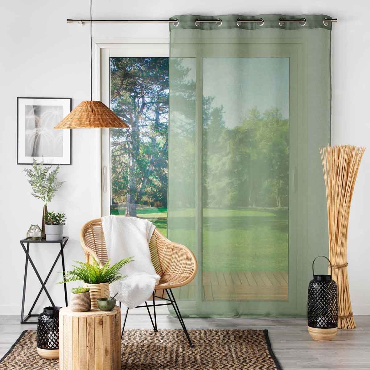 Rideau Voilage À Œillets "sandra" 140x280cm Kaki