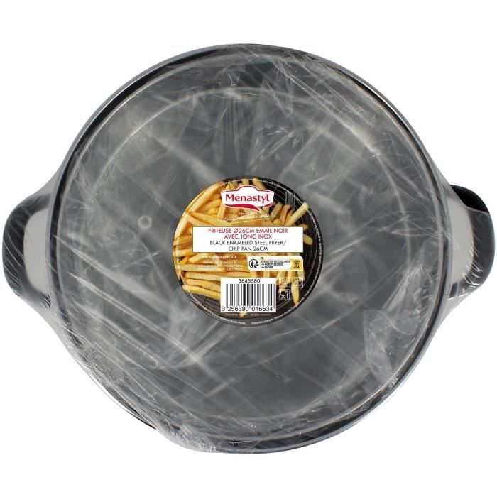 Friteuse - 3645580 - En Acier Émaillé - Noir - 26 Cm - Avec Couvercle Et Panier - Tous Feux Dont Induction