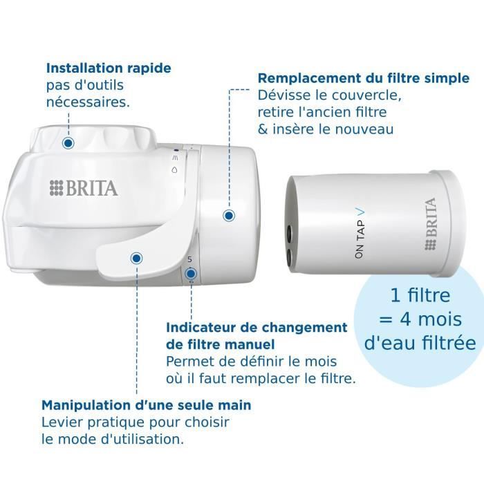 Systeme De Filtration Sur Robinet - - On Tap V - 600 L D'eau Filtrée / 4 Mois - 3 Modes D'utilisations - 5 Adaptateurs I