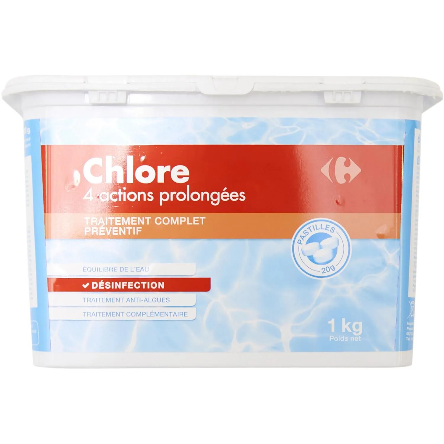 Product Image for Chlore 4 Actions Prolongées en galets 1kg CARREFOUR