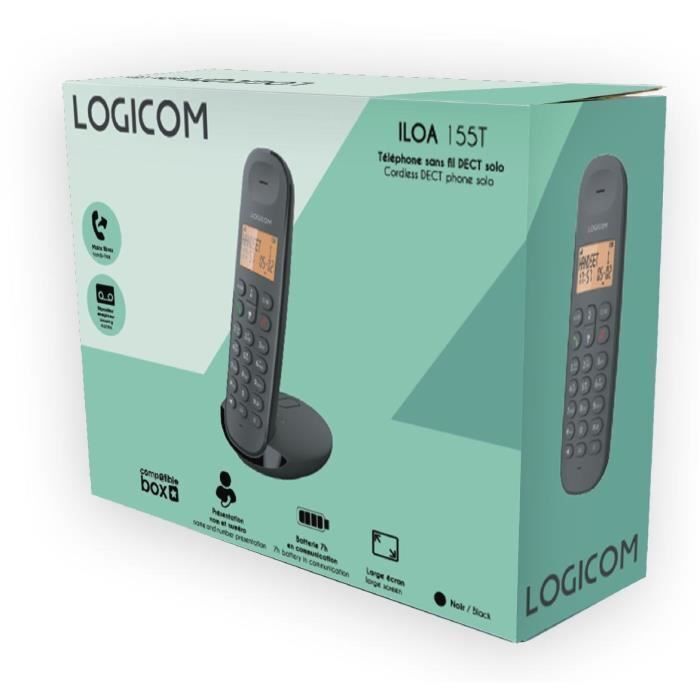Téléphone Fixe Sans Fil - - Dect Iloa 155t Solo - Noir - Avec Répondeur
