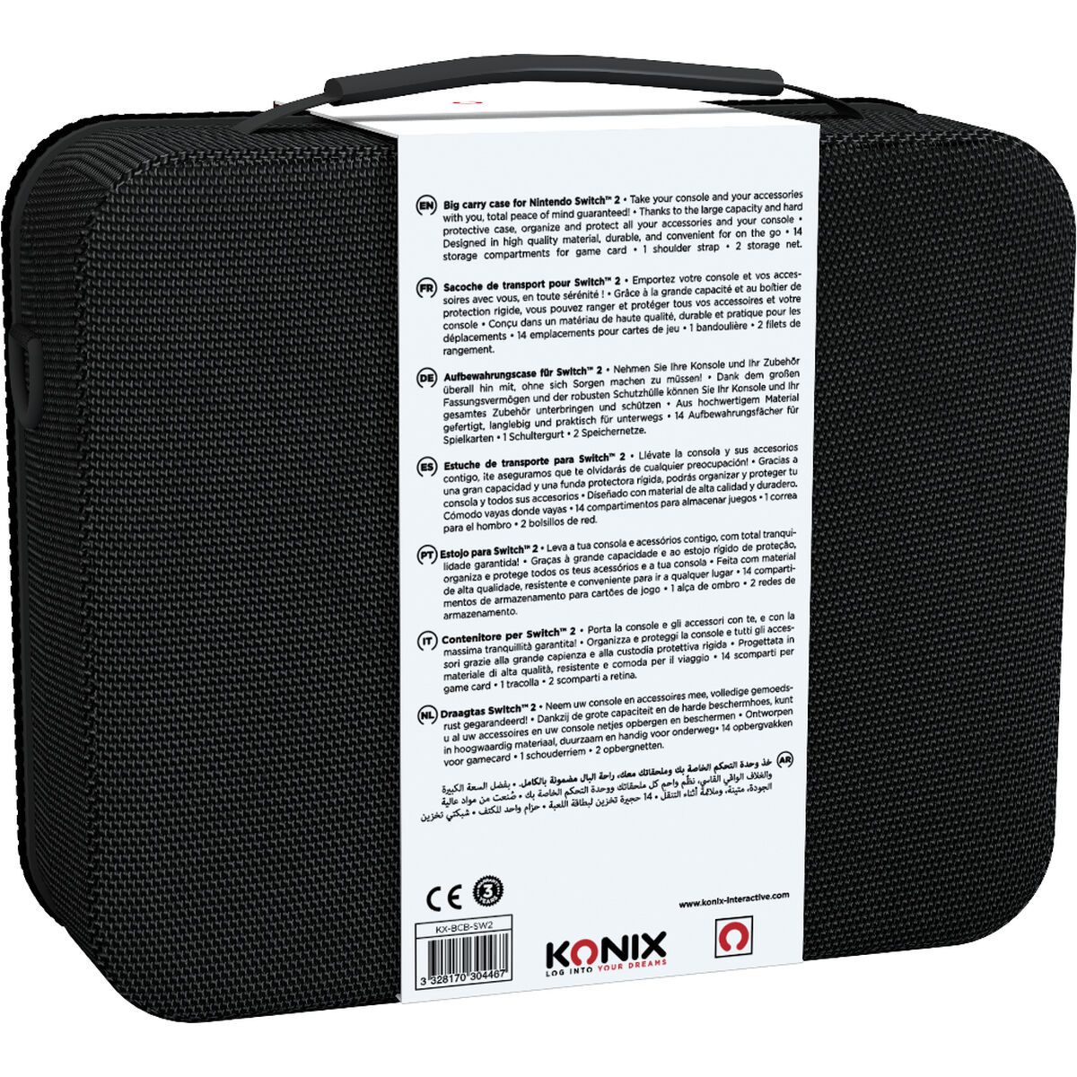 Sacoche De Transport Konix Noir Pour Nintendo Switch™ 2 Et Nintendo Switch™ Modèle Oled