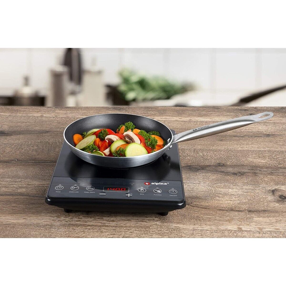 Plaque À Induction 2000w 1 Feu Noire Alpina Thermostat Réglable