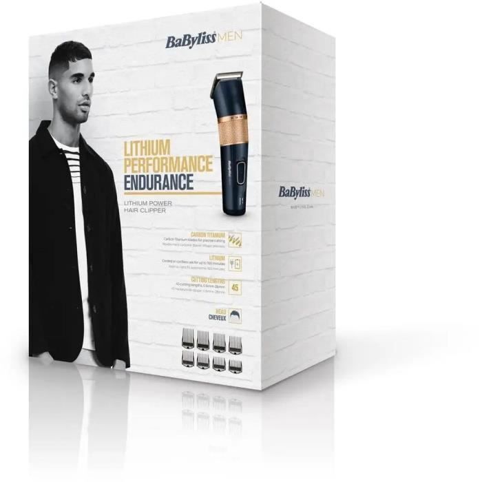 Babyliss E986e Tondeuse Cheveux Lithium Power - Avec Ou Sans Fil - 160mn D'autonomie