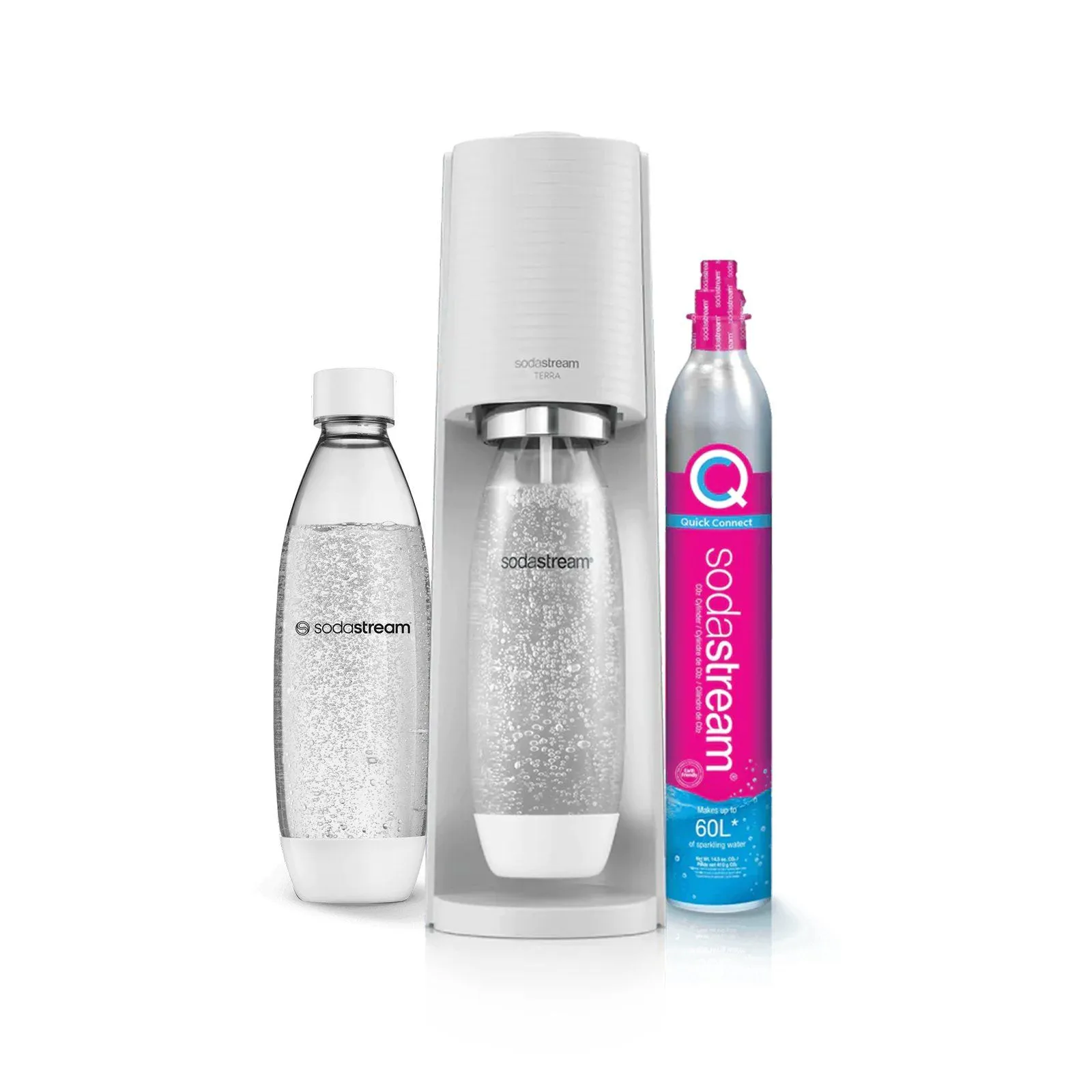 Product Image for Machine à eau pétillante TERRA + 1 bouteille 1L blanche  SODASTREAM