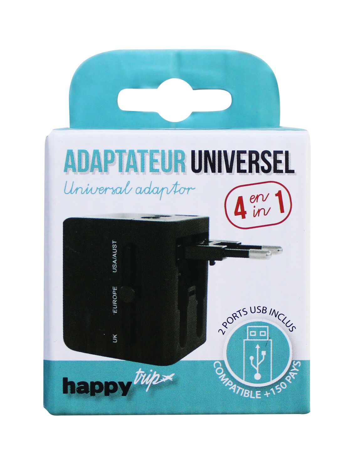 Adaptateur universel + port usb noir SODIFAC