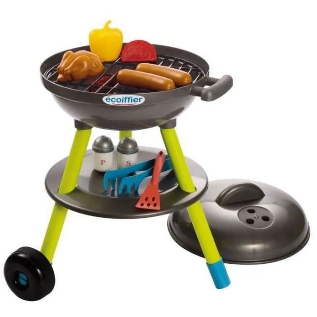 Jouets  - Barbecue Charbon + 16 Accessoires - Outillage De Jardin Pour Enfants - Fabriqué En France