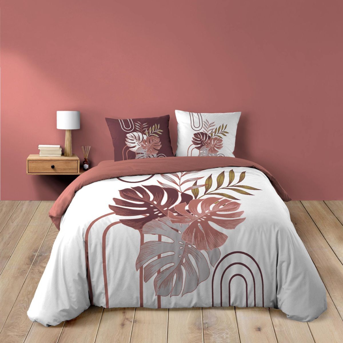 Parure De Lit 3 Pièces "astria" 240x220cm Rose