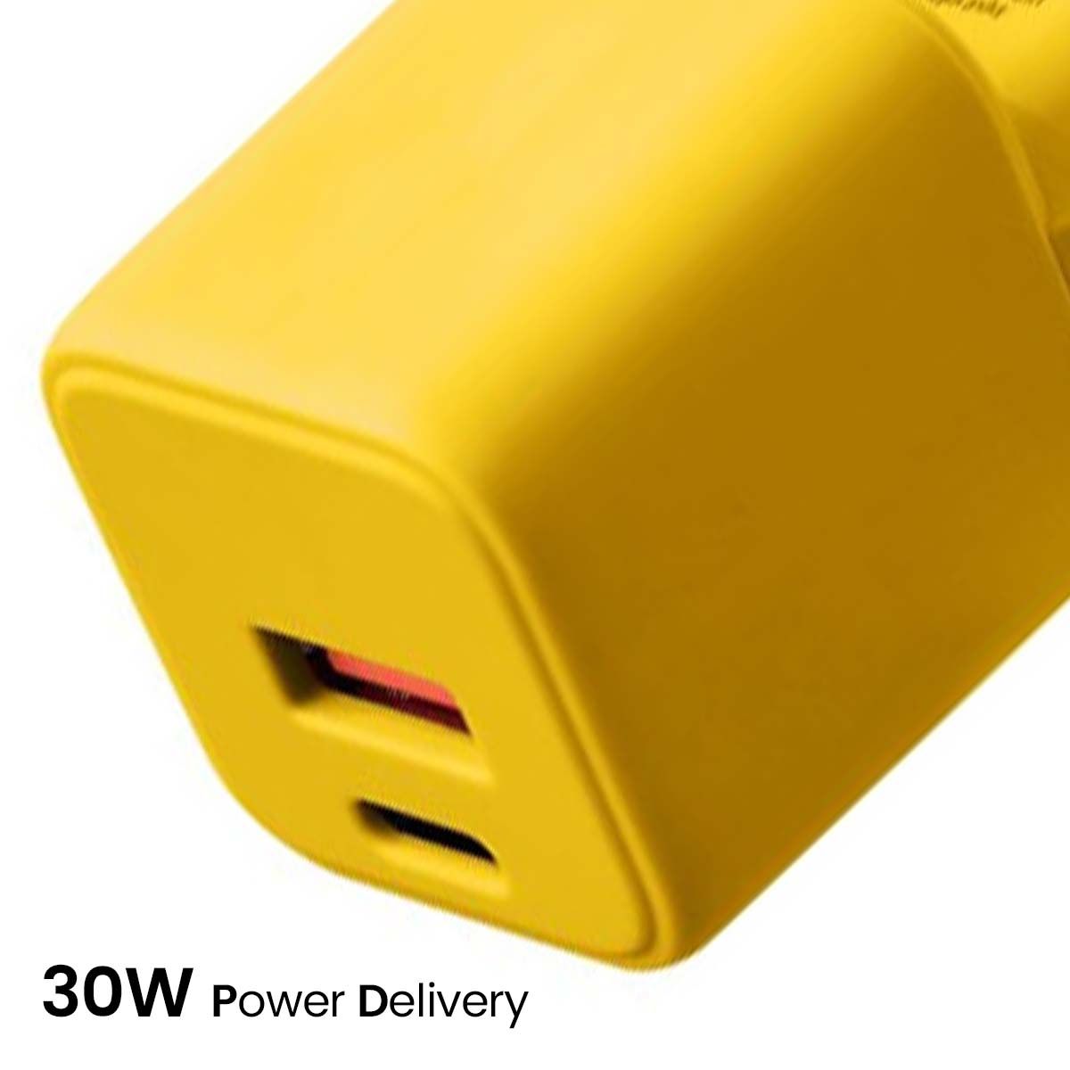 Chargeur Secteur Rapide Usb-a 18w Qc / Usb-c 30w Pd Compact Gan Jaune Forever