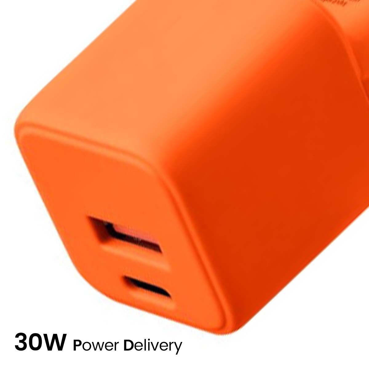 Chargeur Secteur Rapide Usb-a 18w Qc / Usb-c 30w Pd Compact Gan Orange Forever