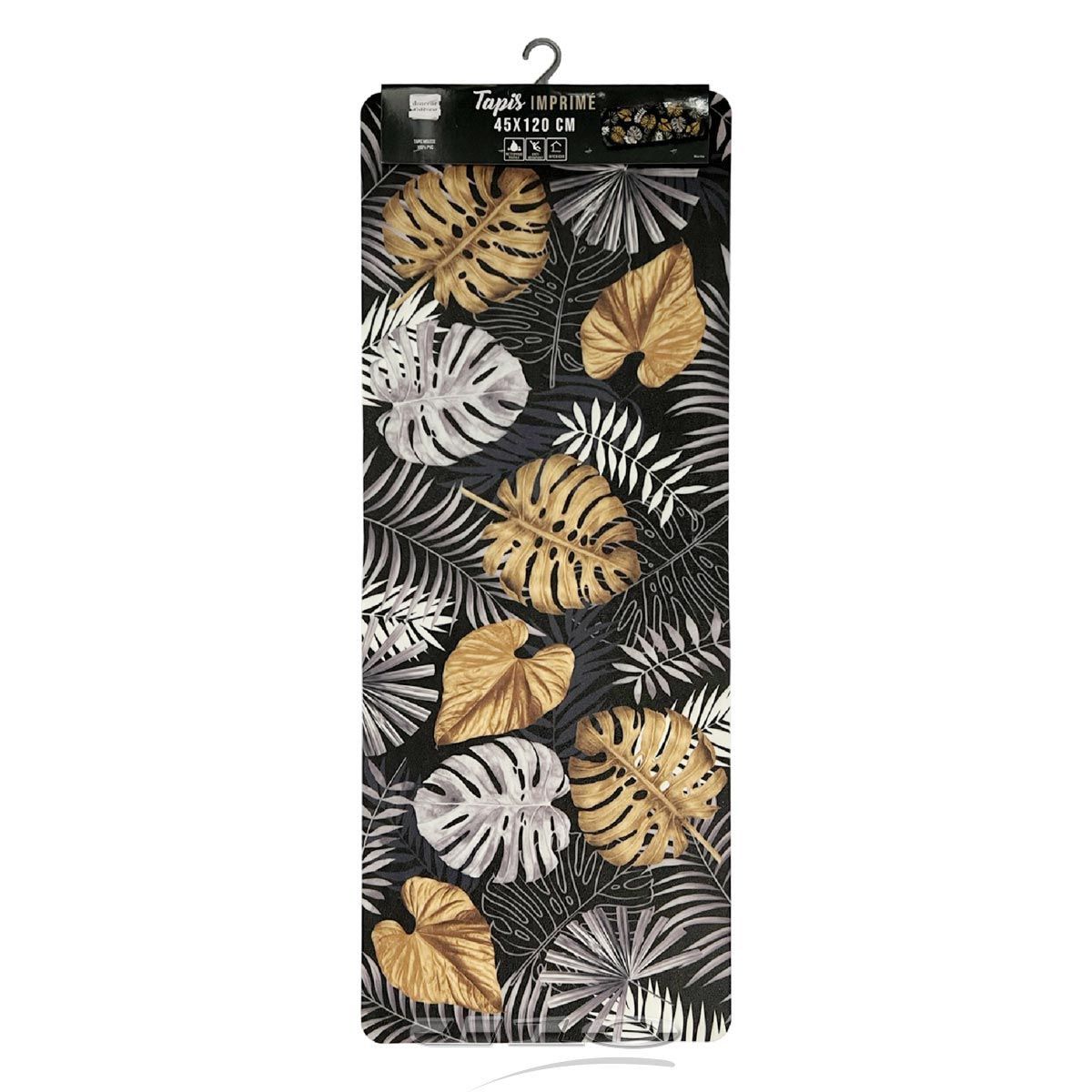 Tapis Déco Imprimé "blue Bay" 45x120cm Noir