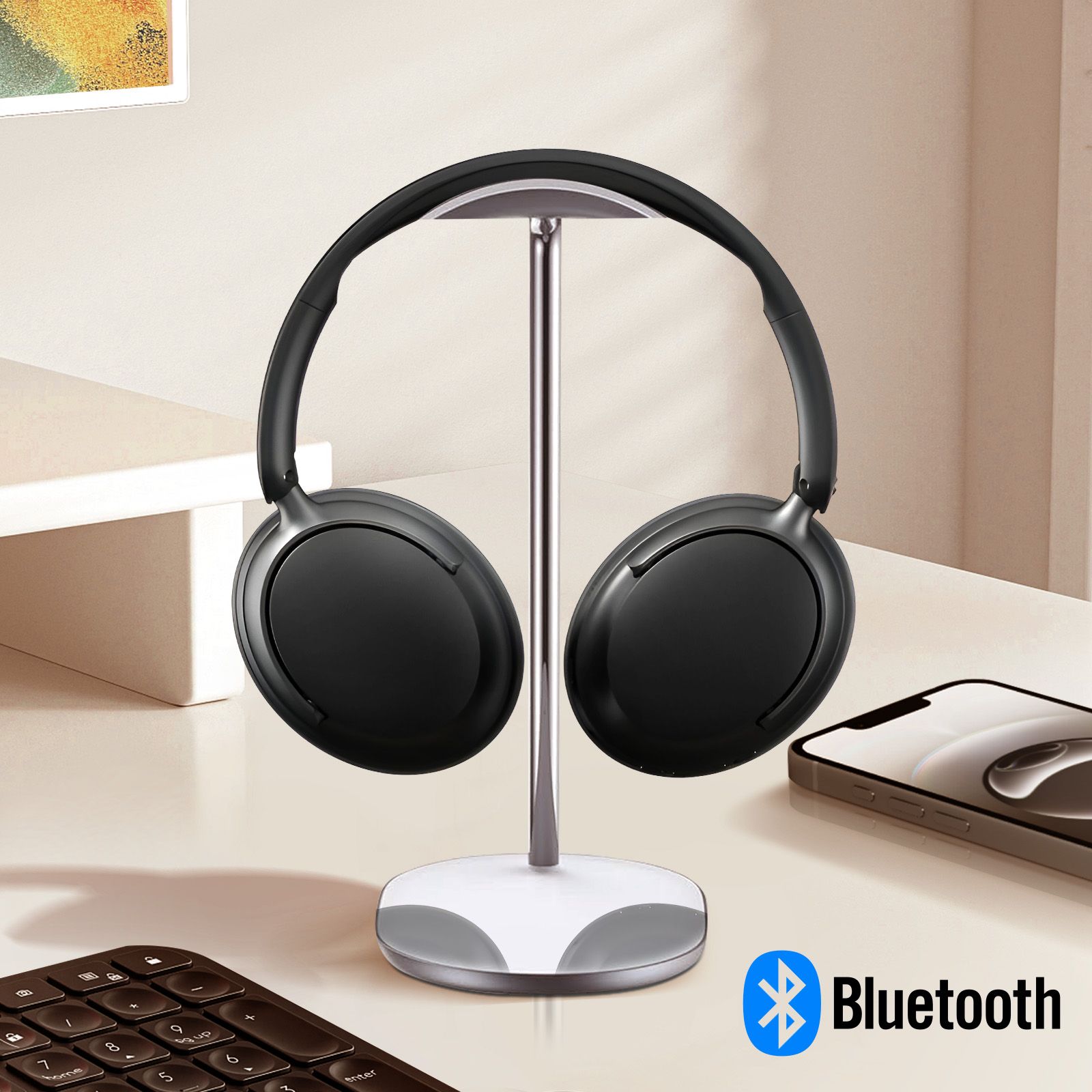 Casque Bluetooth Sans Fil Micro Intégré Autonomie 25h Pliable Noir Akashi