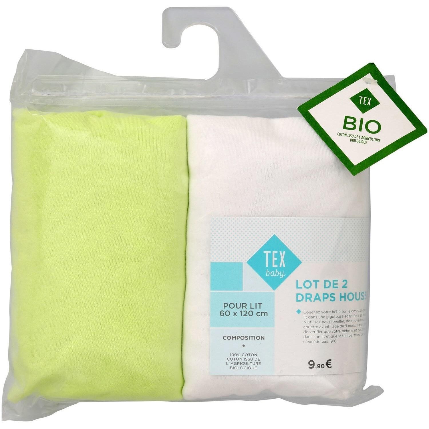 Drap housse anis - 60x120cm TEX BABY