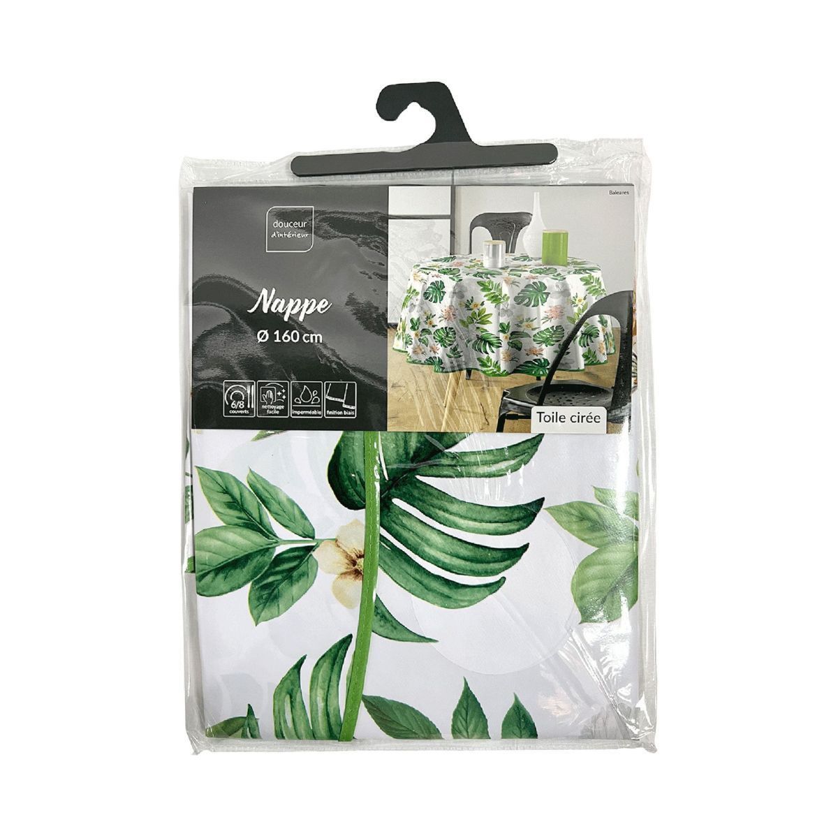 Nappe Toile Cirée Ronde "baleares" 160cm Vert