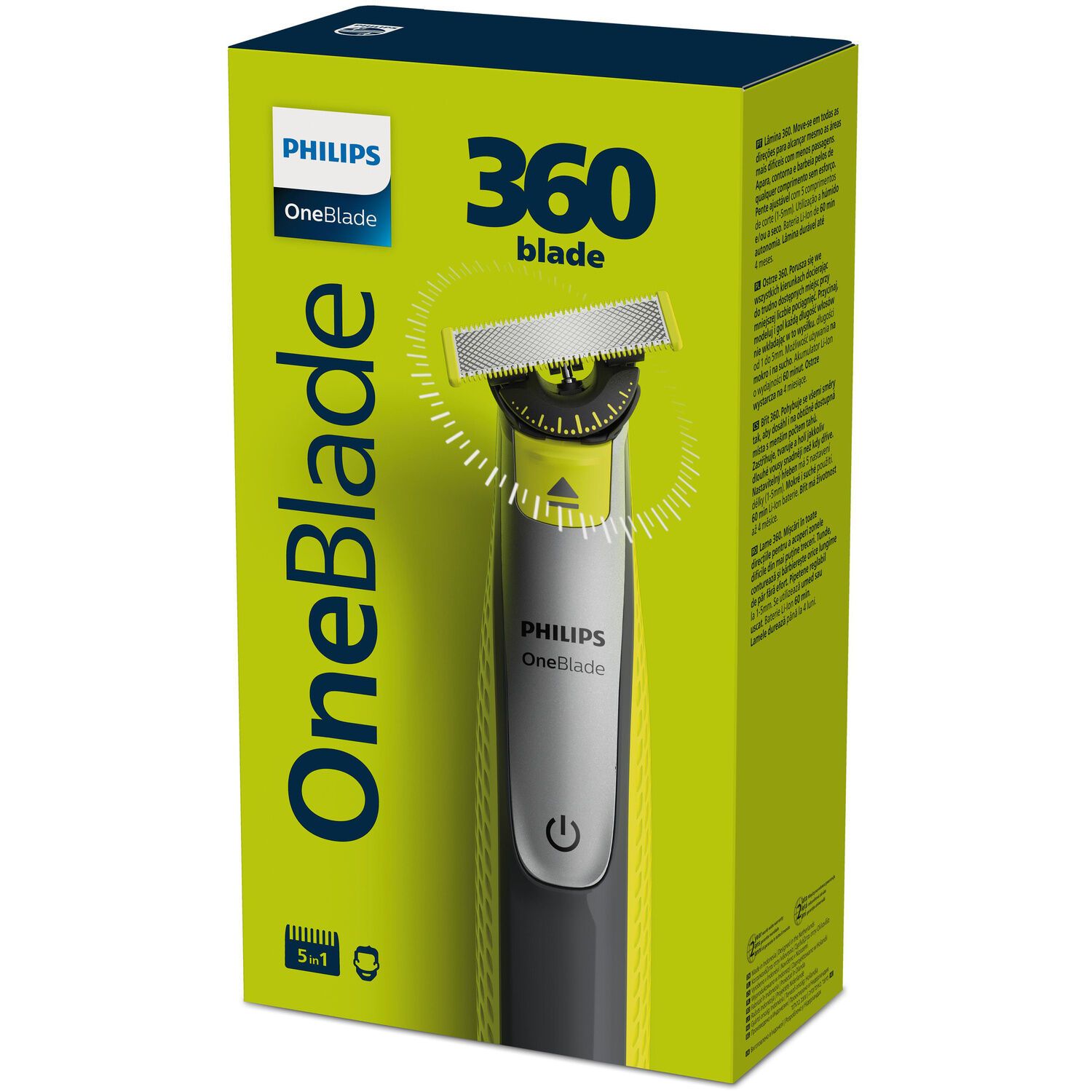Rasoir Electrique Oneblade Visage Corps Lame 360 Sabot 5en1 PHILIPS