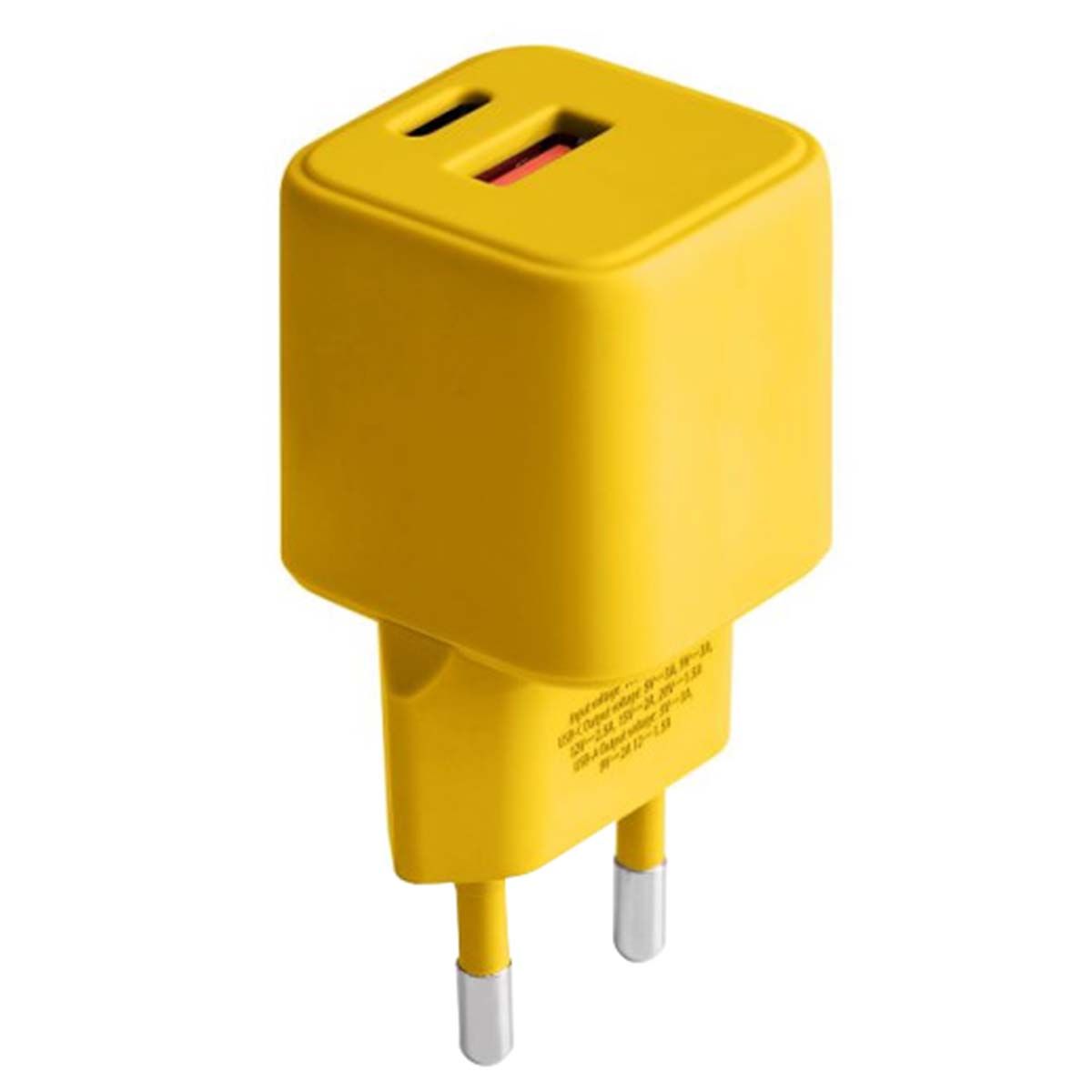 Chargeur Secteur Rapide Usb-a 18w Qc / Usb-c 30w Pd Compact Gan Jaune Forever