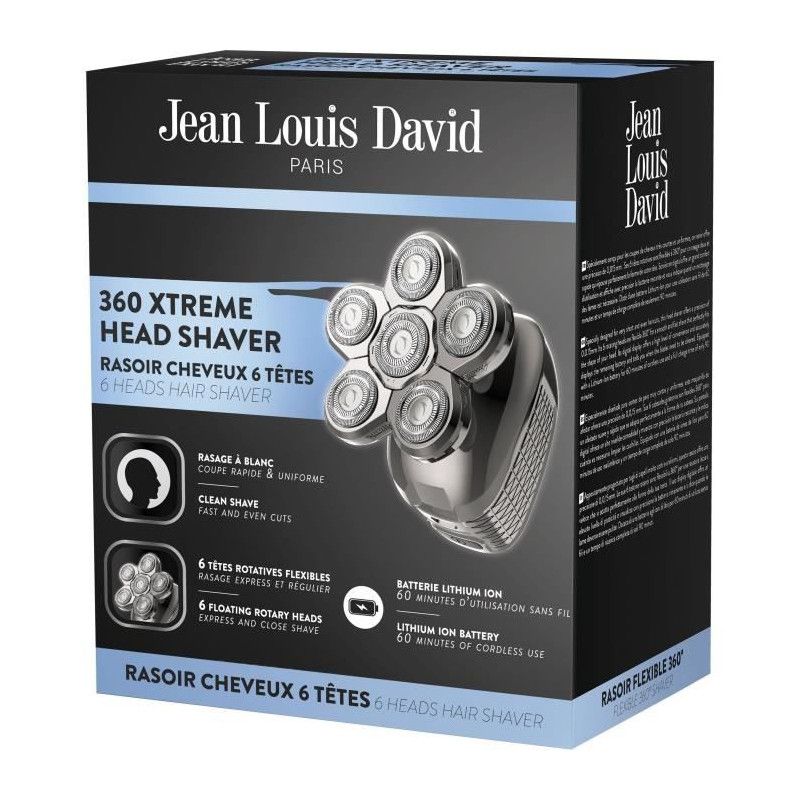 Rasoir Cheveux - Jean Louis David - Entretien Coupes Courtes & Uniformes - Batterie Lithium-ion - Grande Autonomie