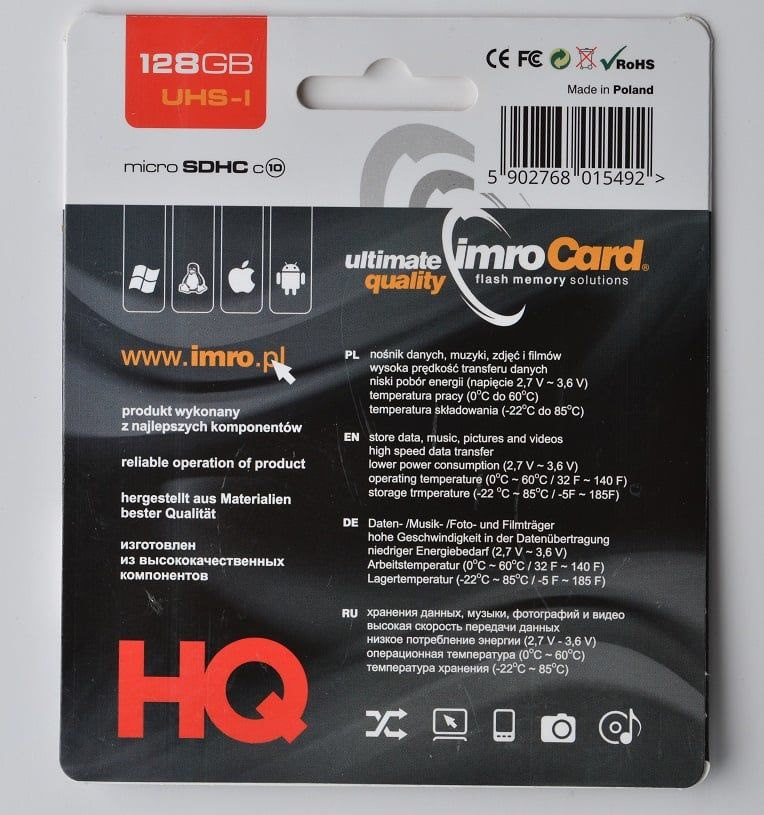 Imro 10/128g Uhs-i Adp Mémoire Flash 128 Go Microsdhc Classe 10