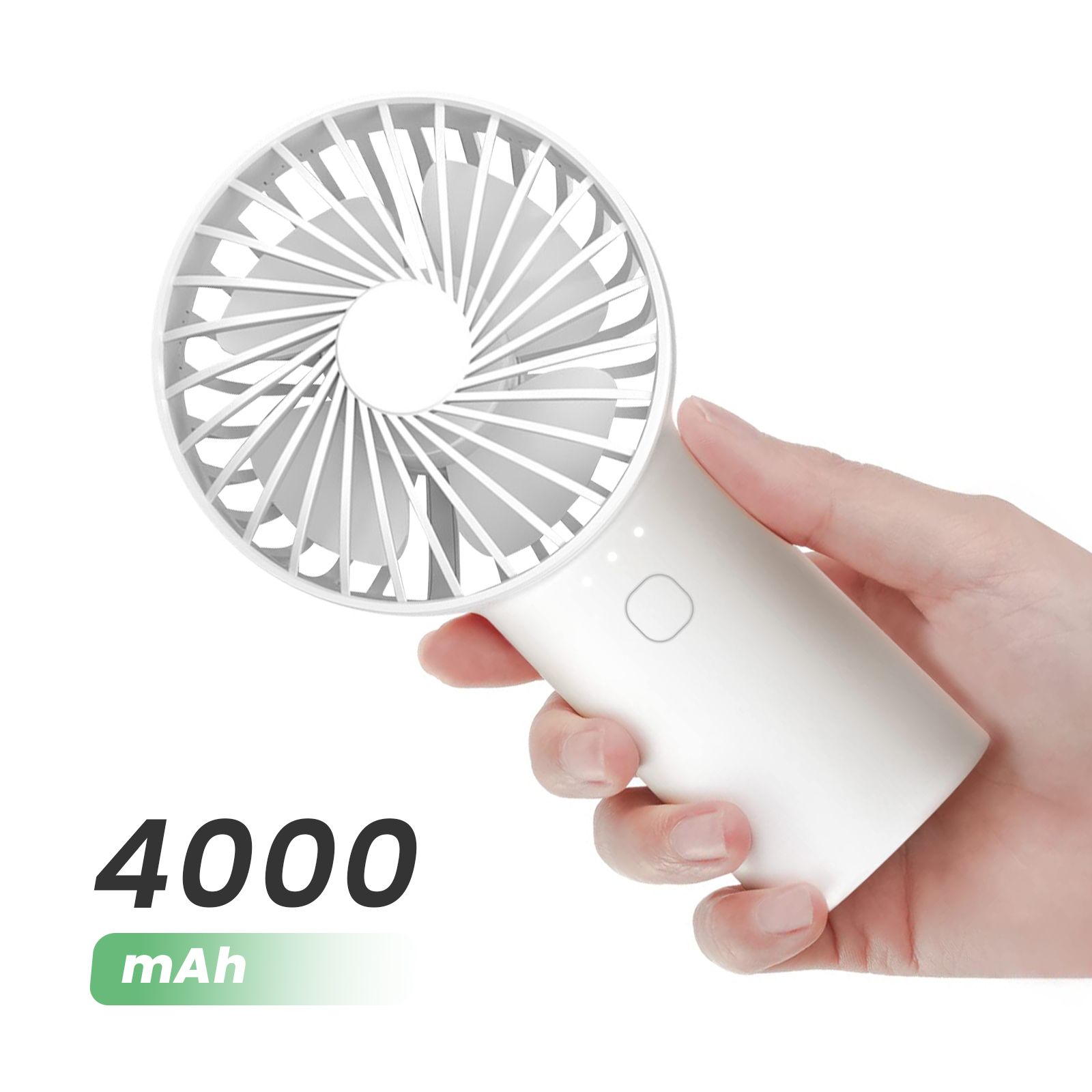 Ventilateur Portable 2 En 1 Batterie 4000mah Charge Usb-c Torche Blanc Akashi