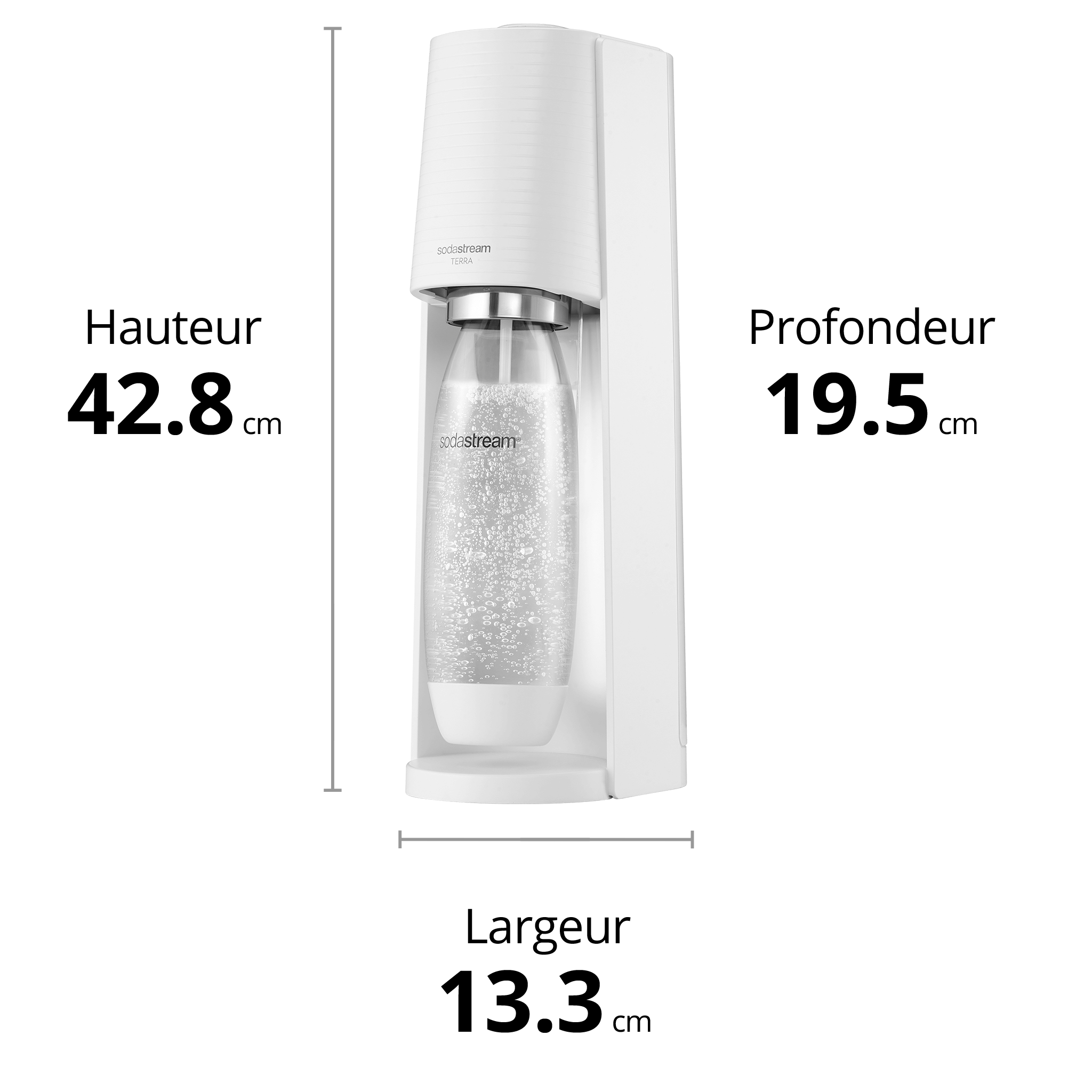Machine à eau pétillante TERRA + 1 bouteille 1L blanche  SODASTREAM