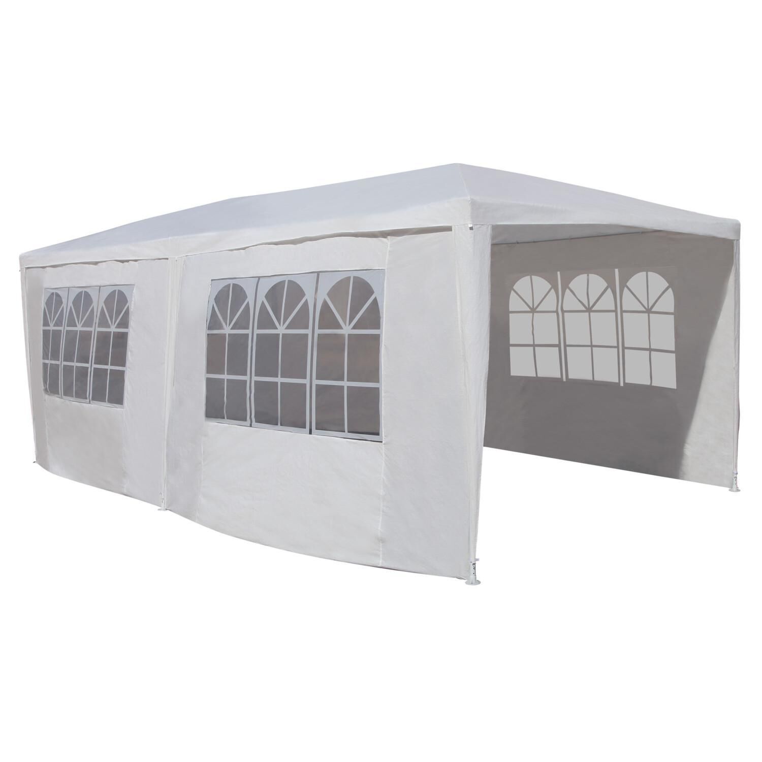 Tonnelle de Cérémonie 6x3m Blanc avec Rideaux et Housse de Rangement Madrid