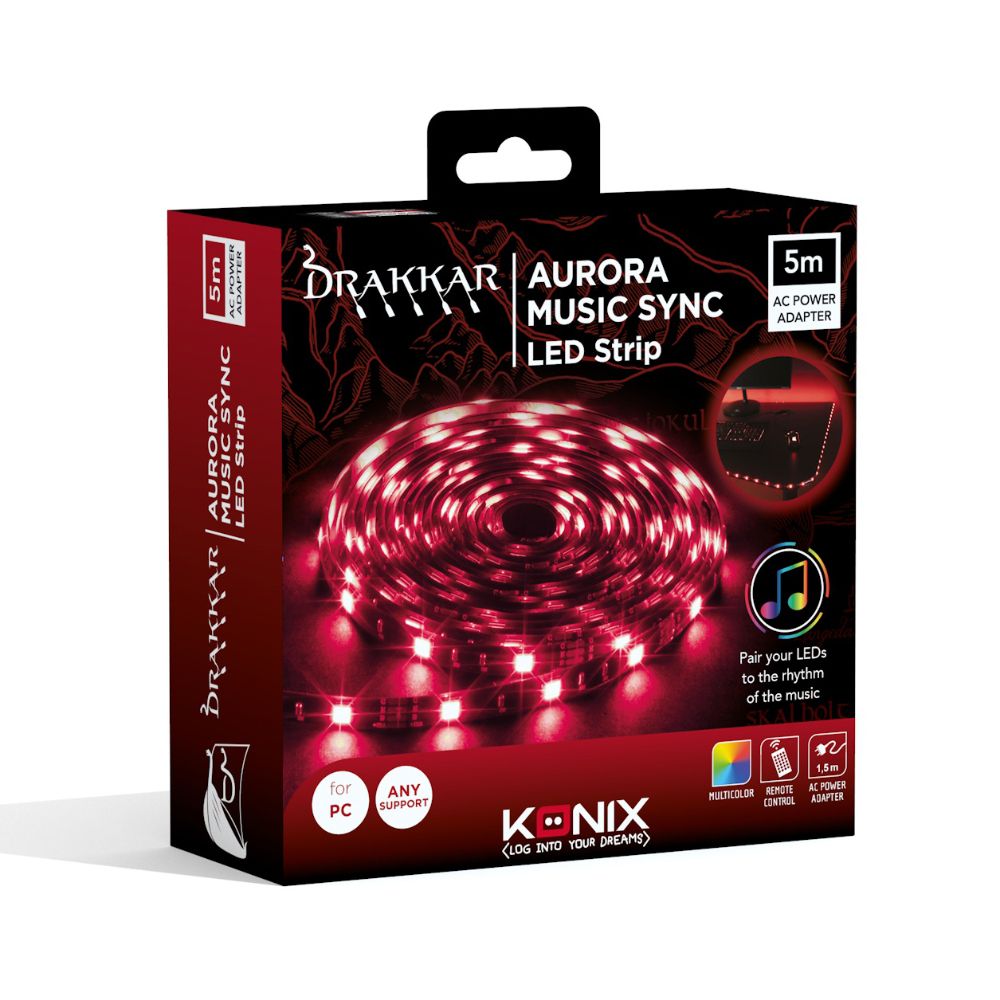 Konix Drakkar Aurora bande LED Music Sync 5m Prise secteur