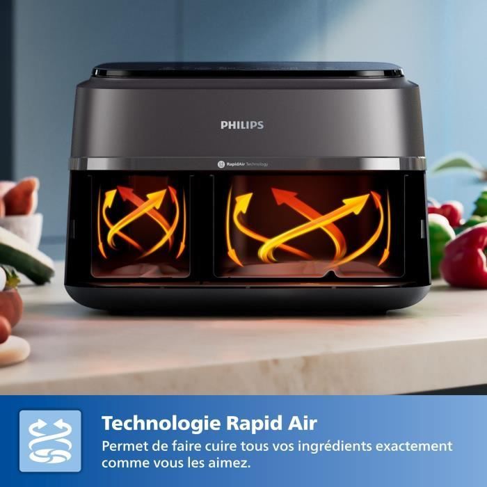 Friteuse Sans Huile - Airfryer Na351/00 - Double Cuve 9l - 8 Programmes De Cuisson - 2750w